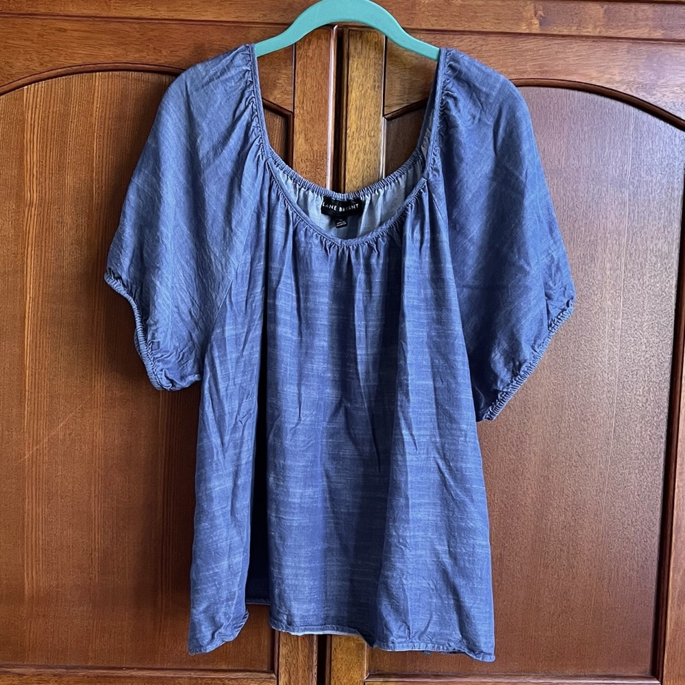 Lane Bryant Chambray Puff Sleeve Top